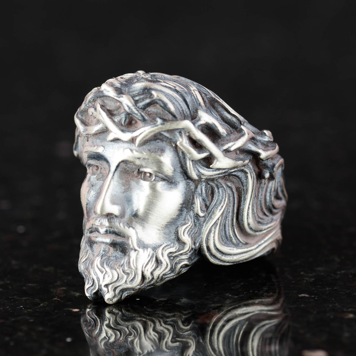 KAMBO Jesus' Crown of Thorns Handmade Silver Men's Ring — 4