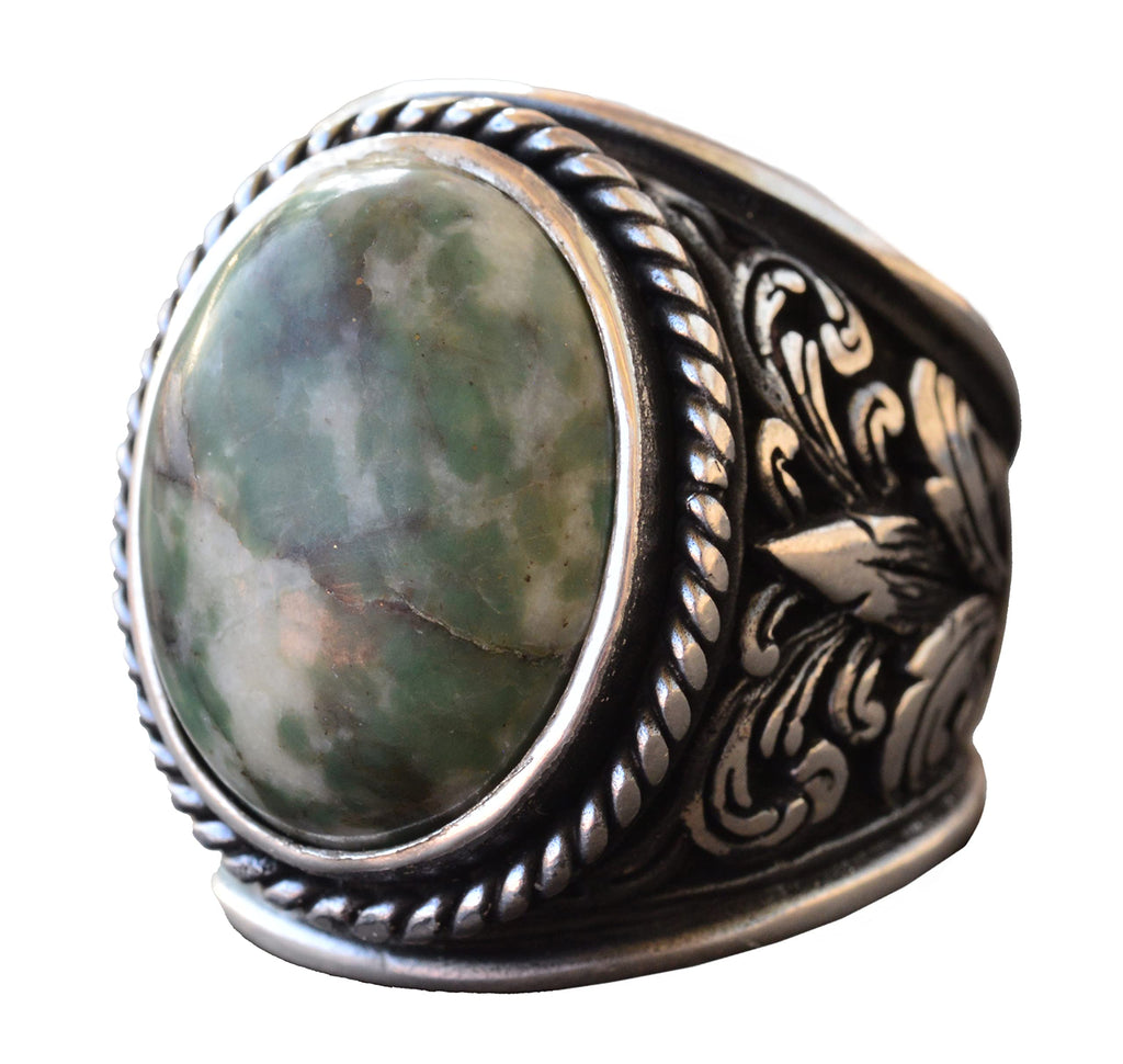 925 Sterling Silver Ring for Elegant Stone Collection - Natural Chrysoprase Stone
