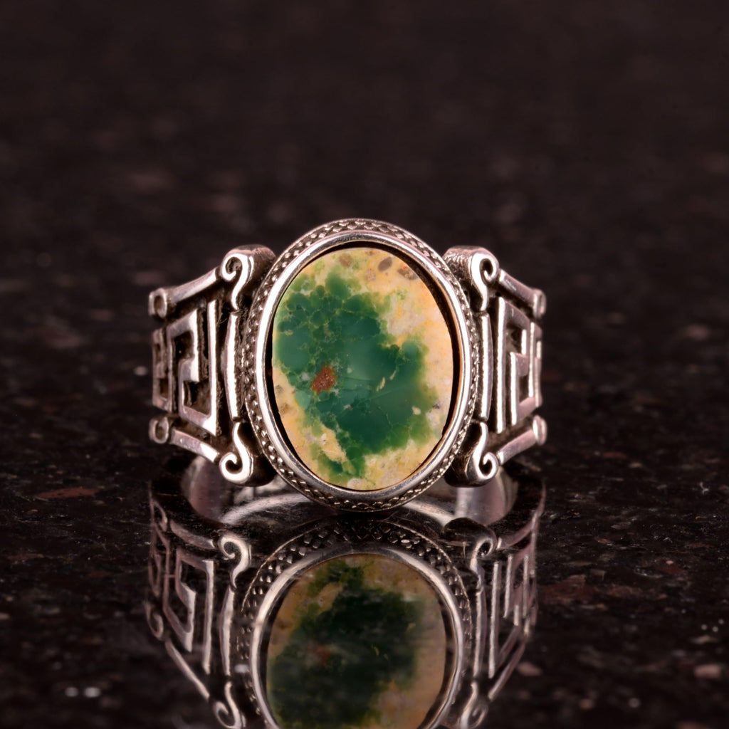 Natural Arizona Turquoise Stone Ring, 925 Sterling Silver Men's Ring (Model-6) — 2