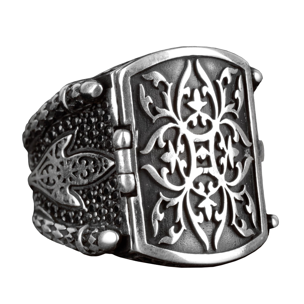 925 Sterling Silver Men's Ring - with Secret Cover - Secret Box Ring