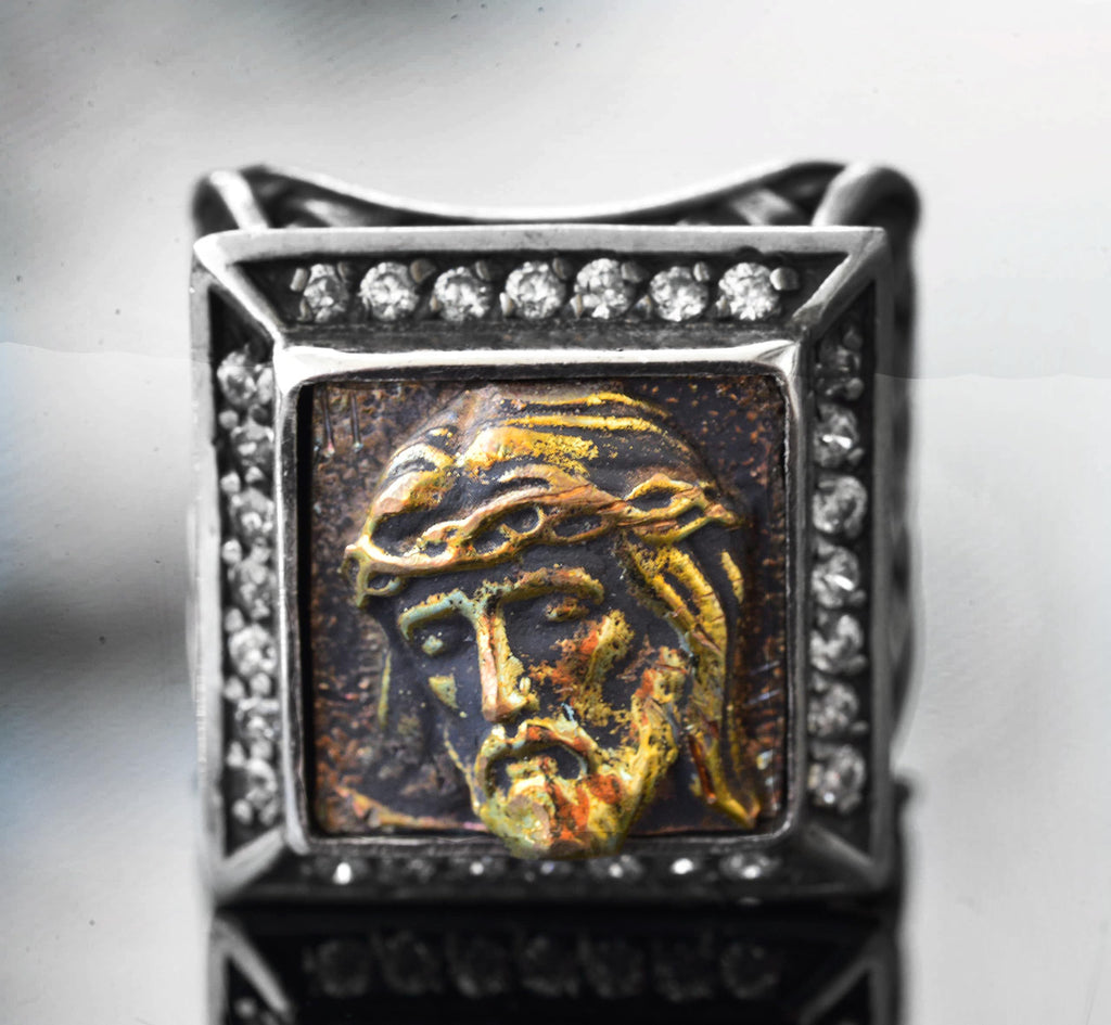 Kambo Handcrafted Silver Men's Ring | Jesus Savior Seal | Christian Jewelry - Faith and Devotion Design — 5