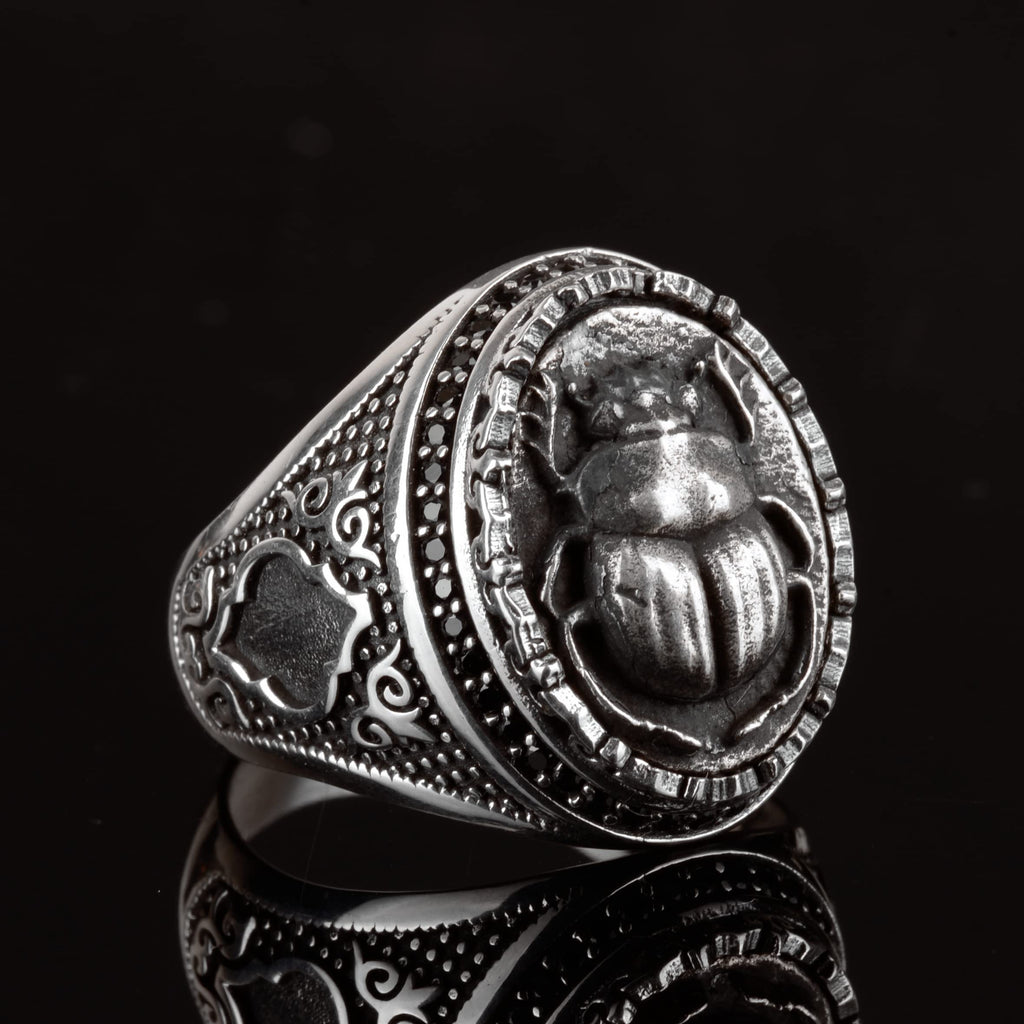 Kambo 925 Sterling Silver Men's Beetle Ring - Showy and Unique Design, Ideal for Daily Wear and Special Occasions — 3
