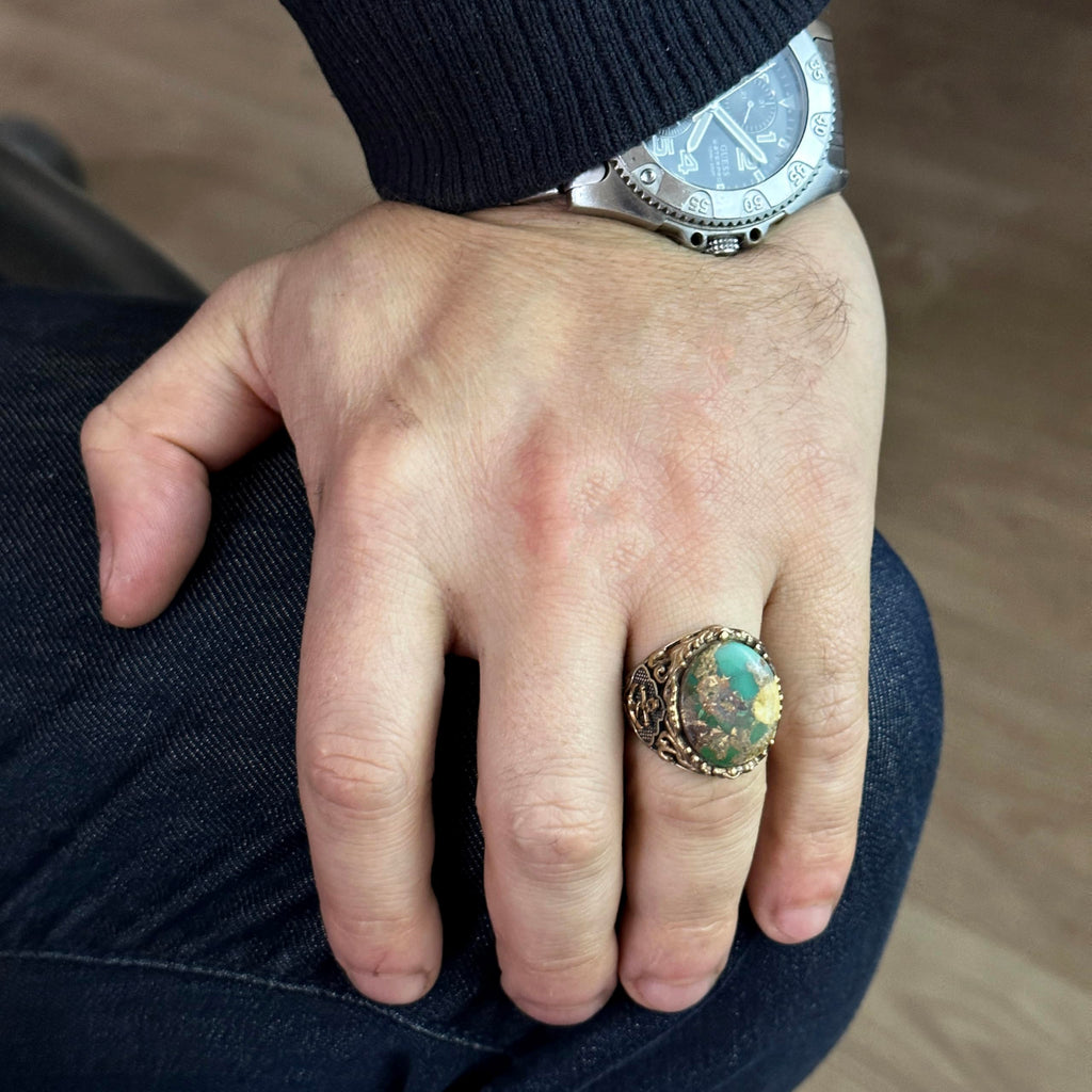 Natural Arizona Turquoise Stone Ring (Model-23) — 3