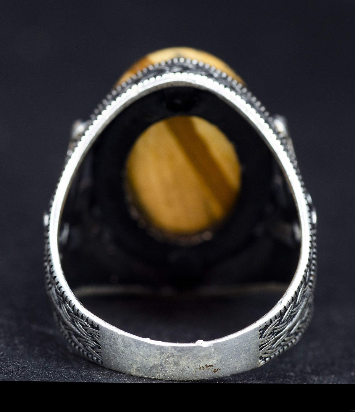 Handcrafted Silver Men's Ring | Natural Landscape Greenstone | Balance and Stability Design — 6