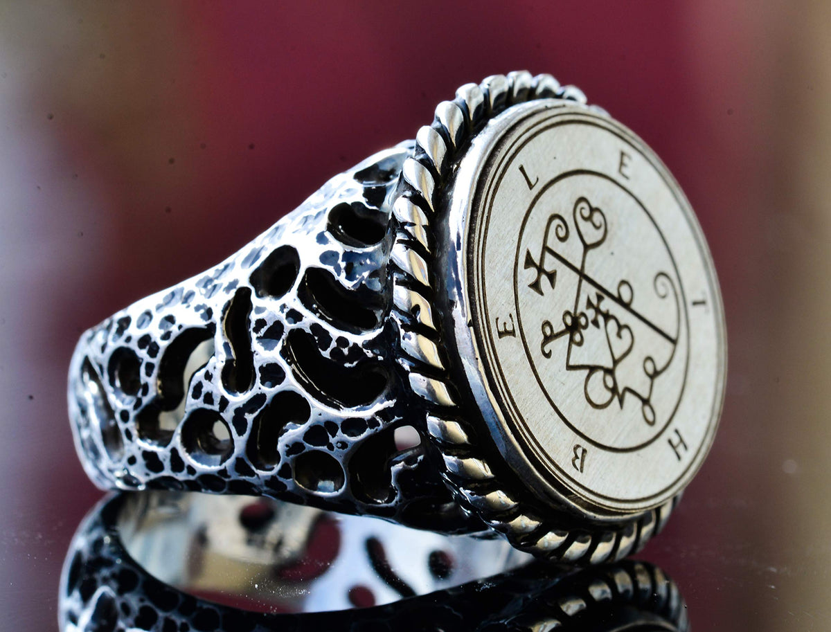 Men's Silver Ring - Occult Seal Talisman, Fine Craftsmanship Design — 3