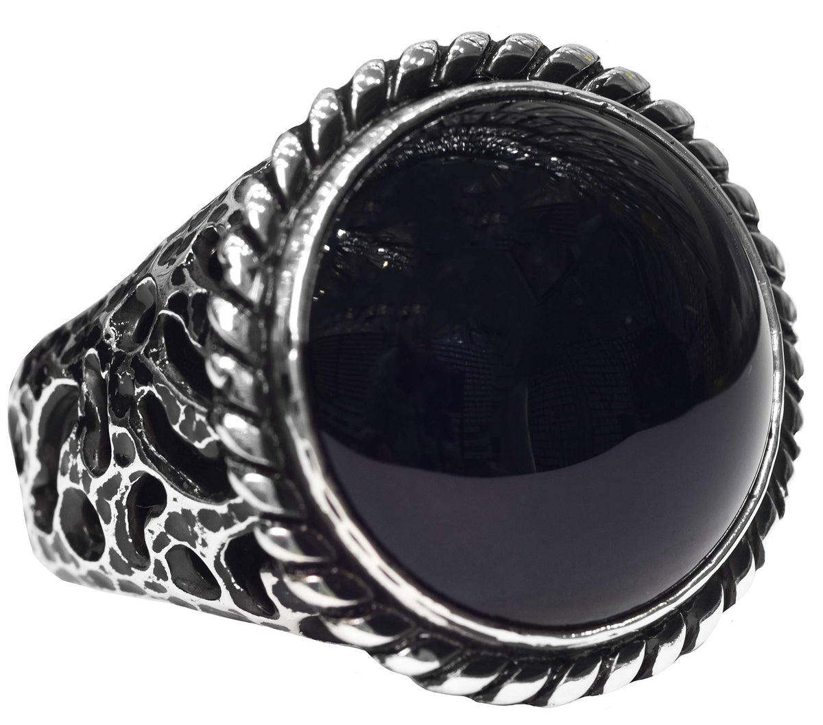 925 Sterling Silver Ring - Bold and Stylish Design with Natural Onyx Stone