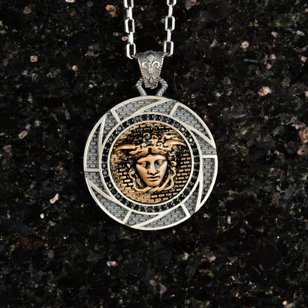 925 Sterling Silver Men's Necklace - Animal Themed, Gothic Themed Jewelry (Medus — 2