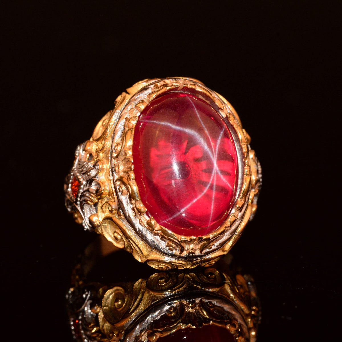 Natural Star Ruby Stone Ring - Handcrafted 925 Sterling Silver Ring (Model-2) — 5