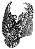 Large and Heavy Silver Biker Ring - Phoenix and Skull Design