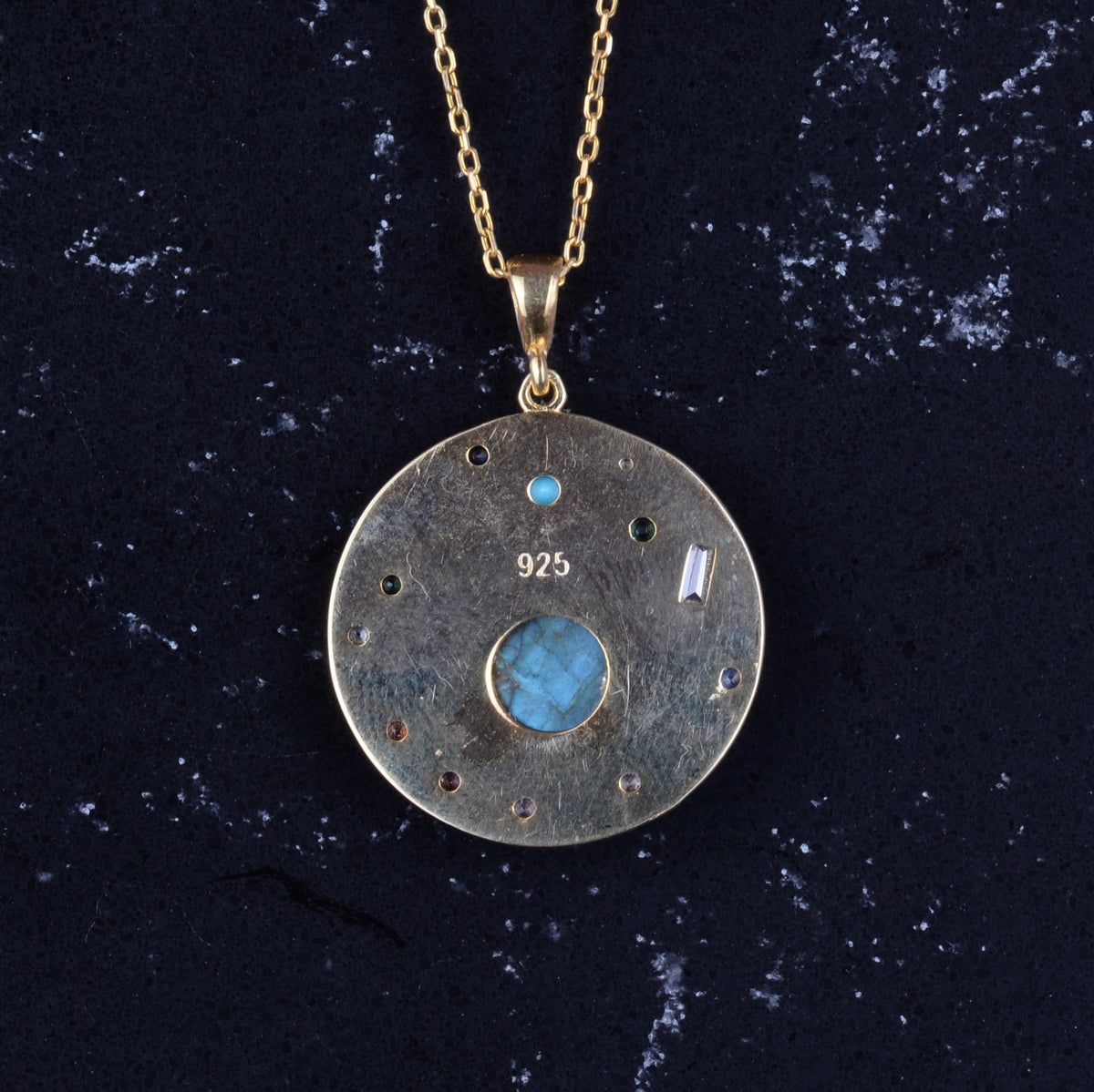 Natural Labradorite Stone Necklace - Gold Plated Silver Nazar Boncuğu Necklace — 5