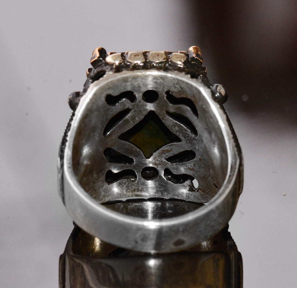 KAMBO Natural Bloodstone Handcrafted Ring, 925 Sterling Silver Men's Ring, Solid Silver Men's Ring — 7