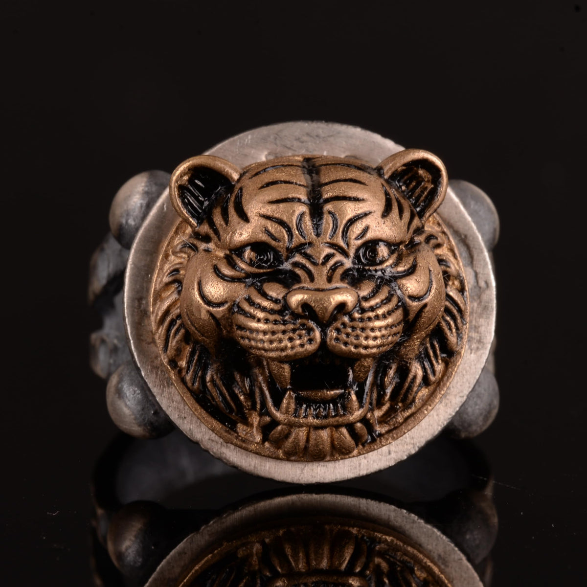 KAMBO Handmade 925 Sterling Silver Tiger Ring for Men, Gothic Vintage Statement Jewelry, Bold Fierce Design, Daily Wear 