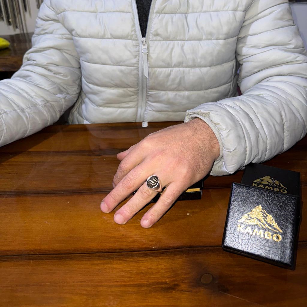 KAMBO 925 Sterling Silver Men's Ring – Handmade Minimalist Islamic Symbol Seal Ring, Inspired by Strength Statement Jewelry — 3