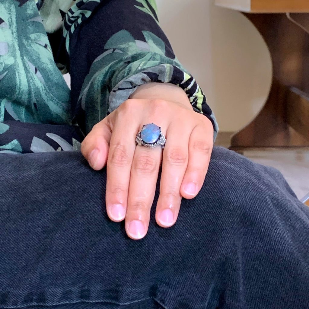 Natural Arizona Turquoise Stone Men's Ring, 925 Sterling Silver Ring, Minimalist Handmade Ring (Model-2) — 3