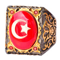 Silver Sultan Ring - Star and Crescent Design
