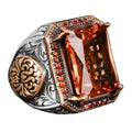 925 Sterling Silver Ring, Men's Ring with Synthetic Sunstone