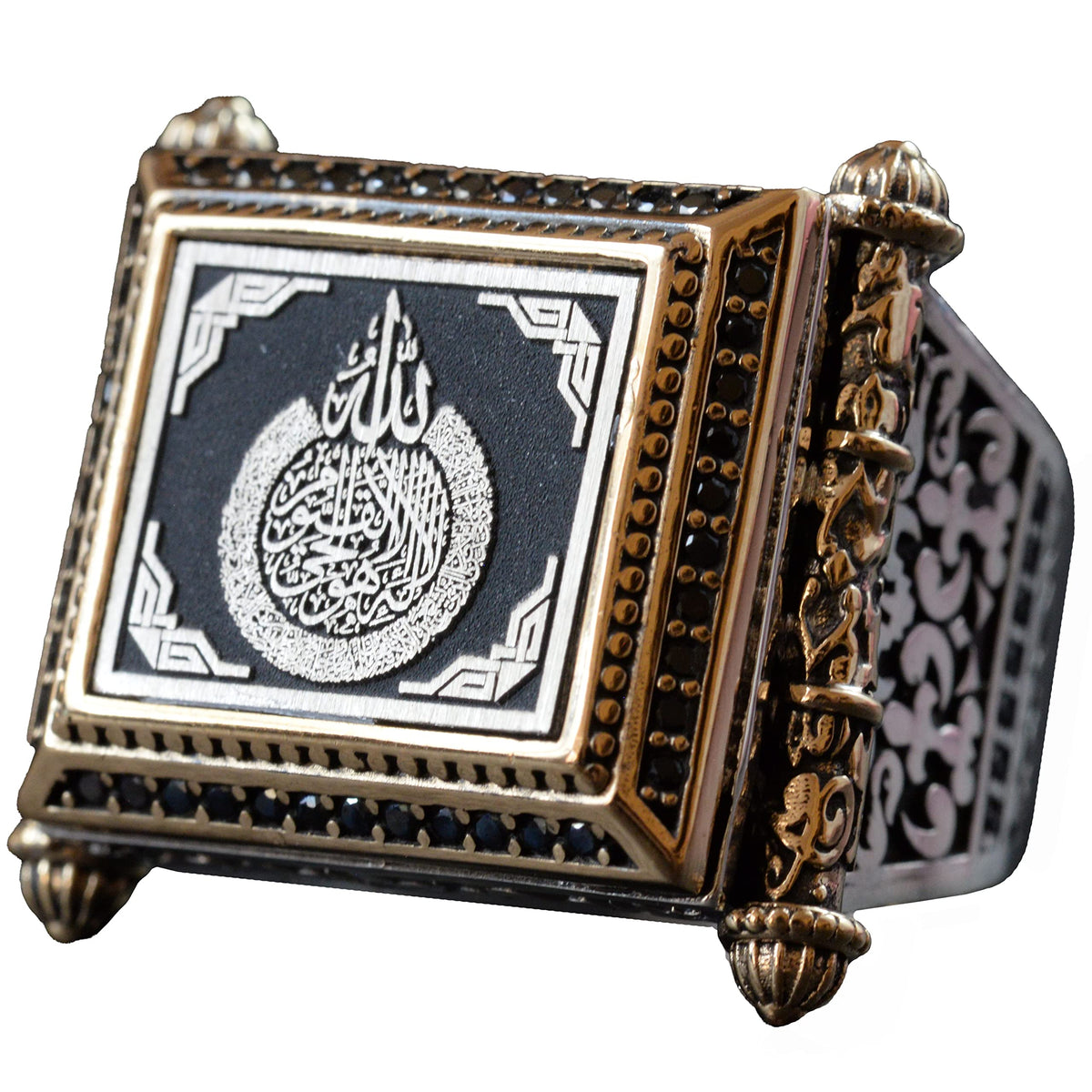 Ayat al-Kursi Engraved Silver Men's Ring, Handmade Silver Islamic Men's Ring, Allah Inscribed