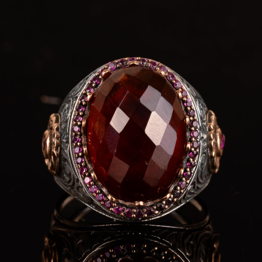 Natural Garnet Stone Ring, 925 Sterling Silver Ring — 3