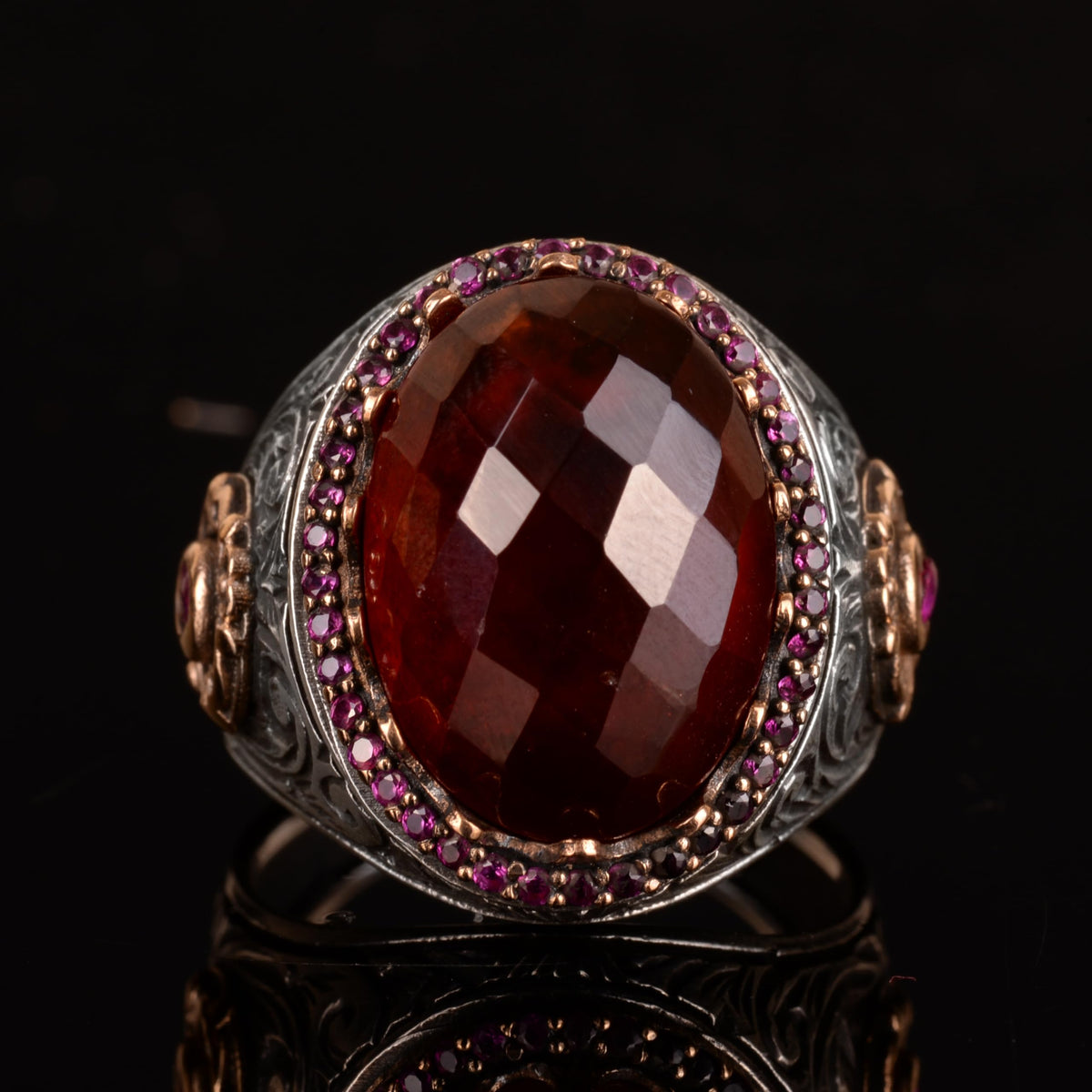Natural Garnet Stone Ring, 925 Sterling Silver Ring — 3