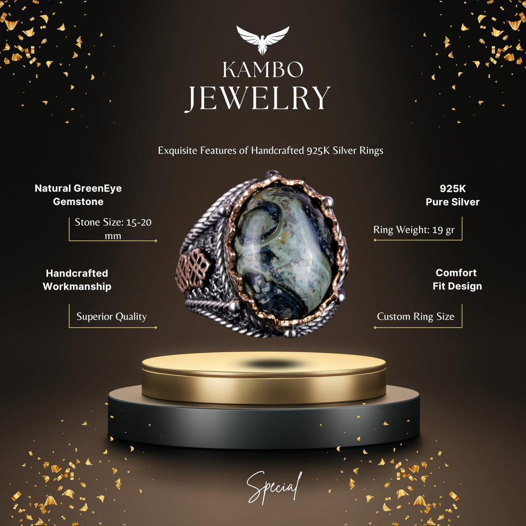 Natural Green Eye Stone Ring — 6
