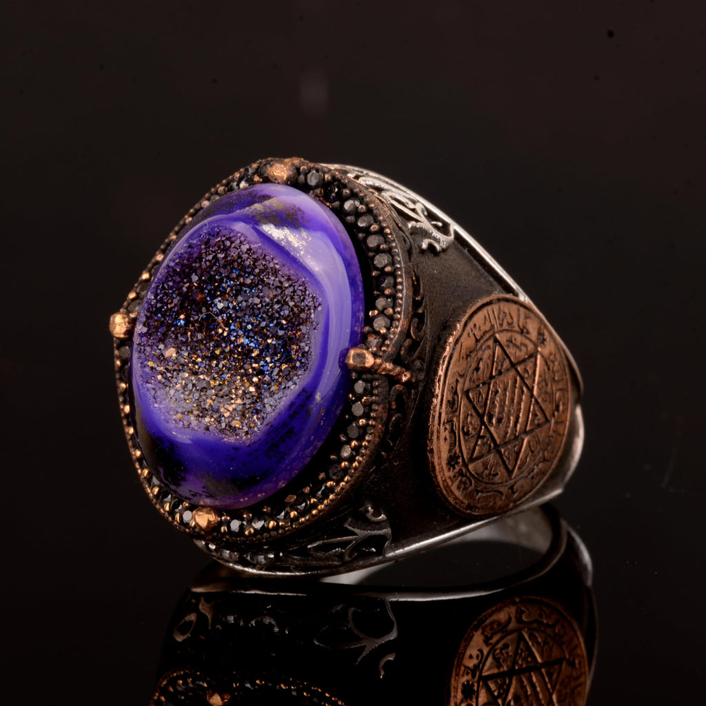 Natural Drusy Quartz Crystal Stone Ring — 5