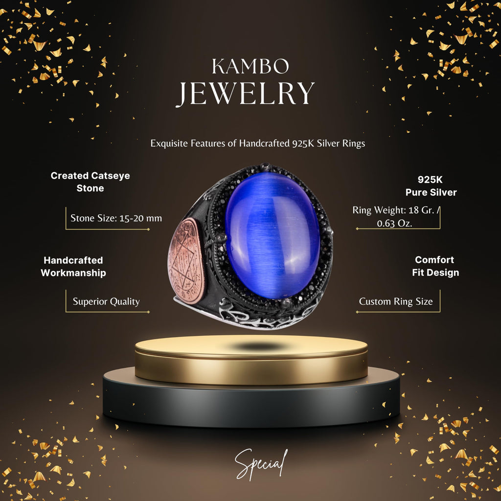 Star David Silver Ring - Dark Blue Stone of Promise — 2