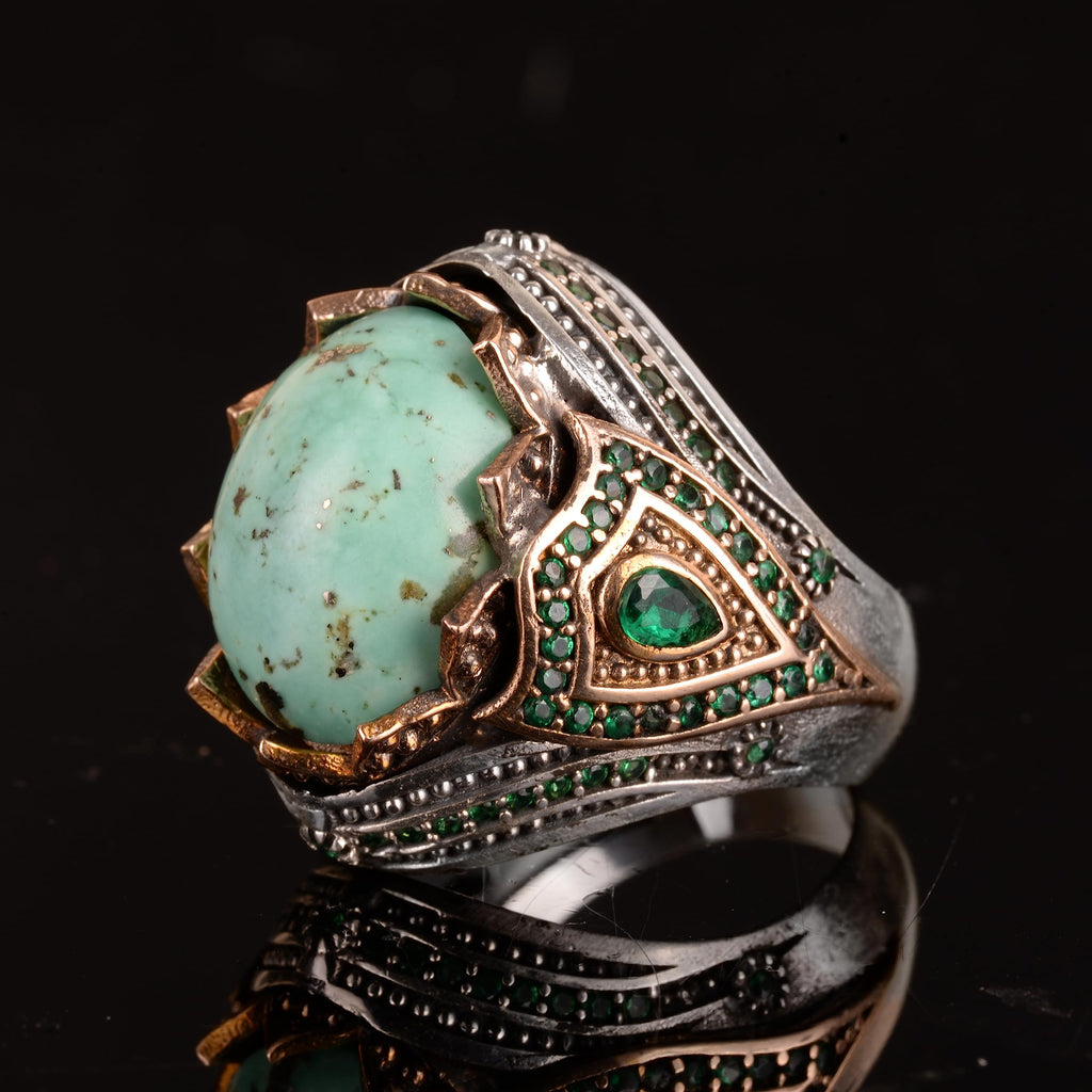 Natural Arizona Turquoise Stone Ring, Minimalist Design, 925 Sterling Silver — 5