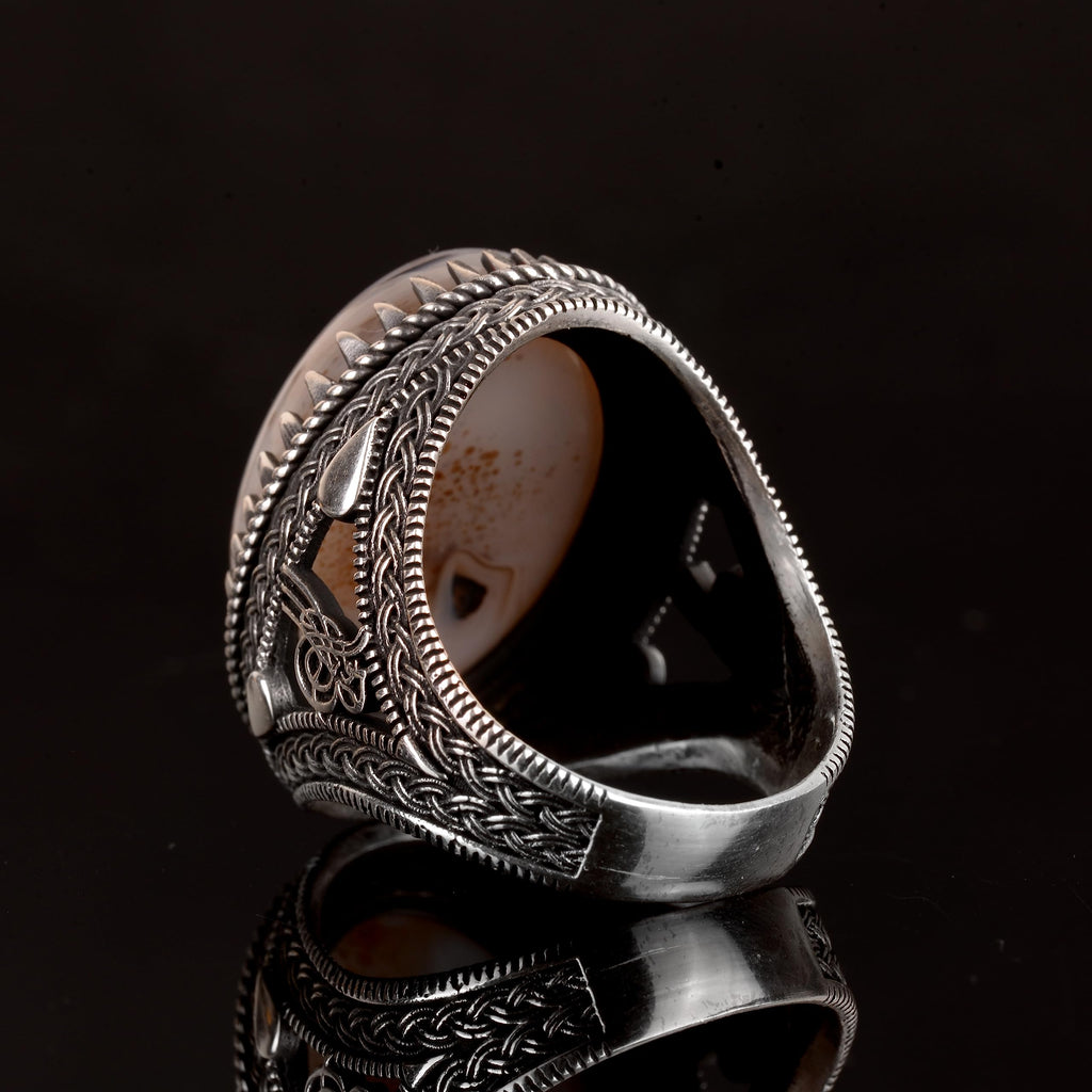 Natural Yemen Agate Stone Ring — 7