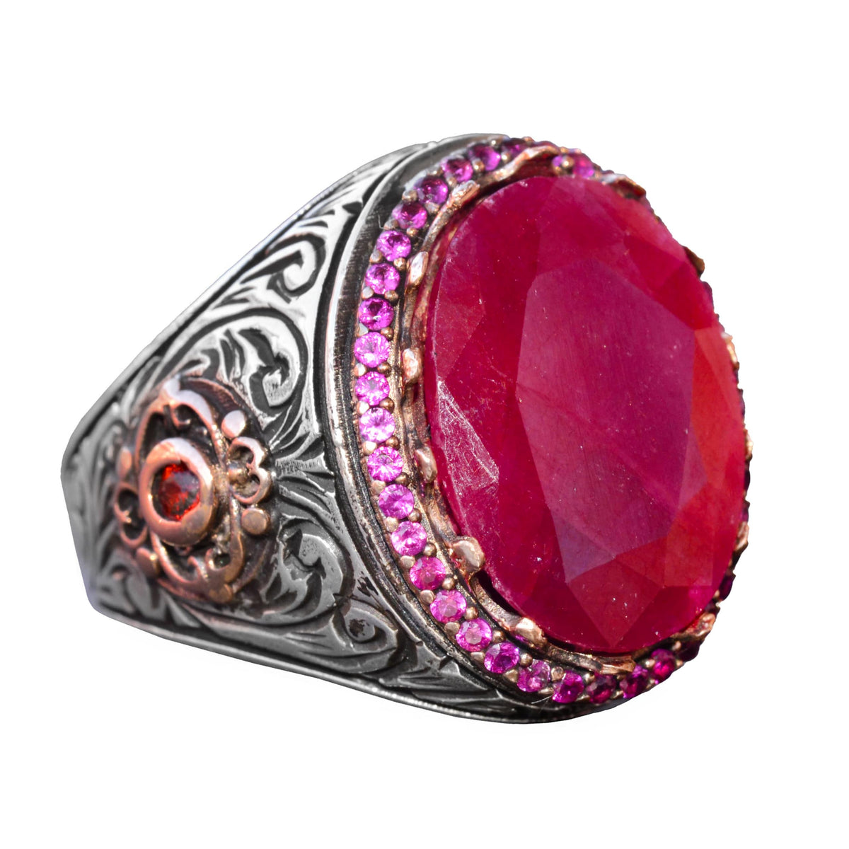 Natural Ruby Stone Ring, 925 Sterling Silver Handmade Vintage Style