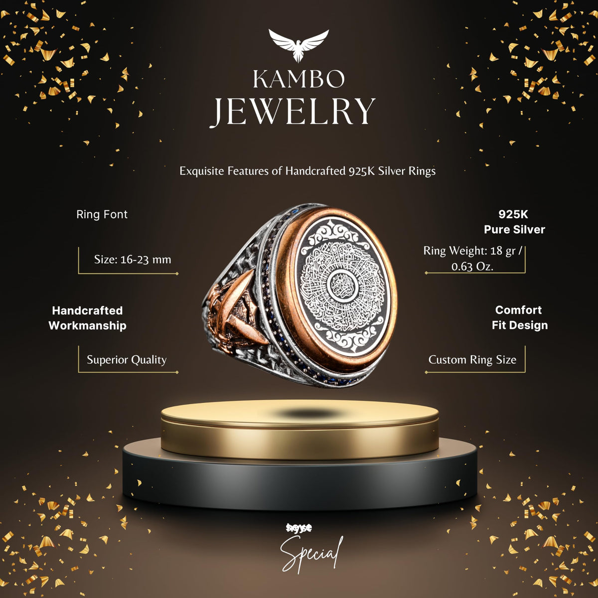 Ayatul Kursi Engraved Silver Men's Ring — 2