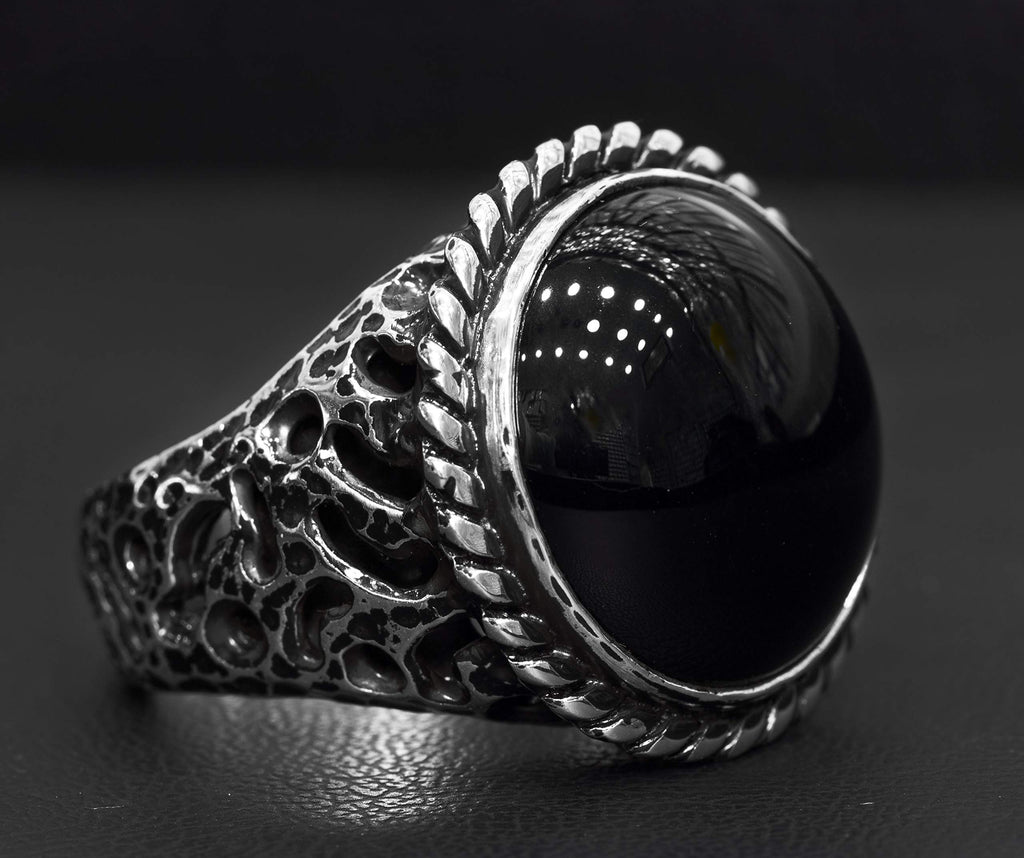 925 Sterling Silver Ring - Bold and Stylish Design with Natural Onyx Stone — 4
