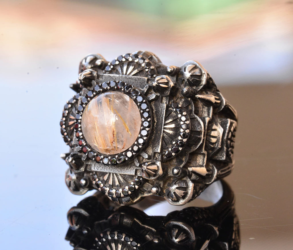 Natural Rutile Gold Quartz Stone Ring — 3