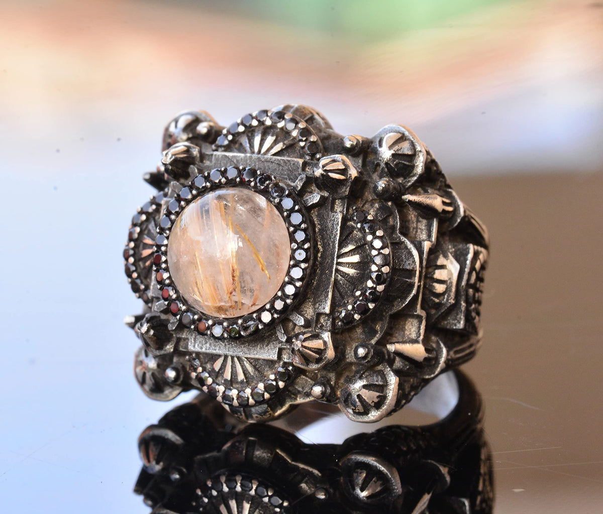 Natural Rutile Gold Quartz Stone Ring — 3