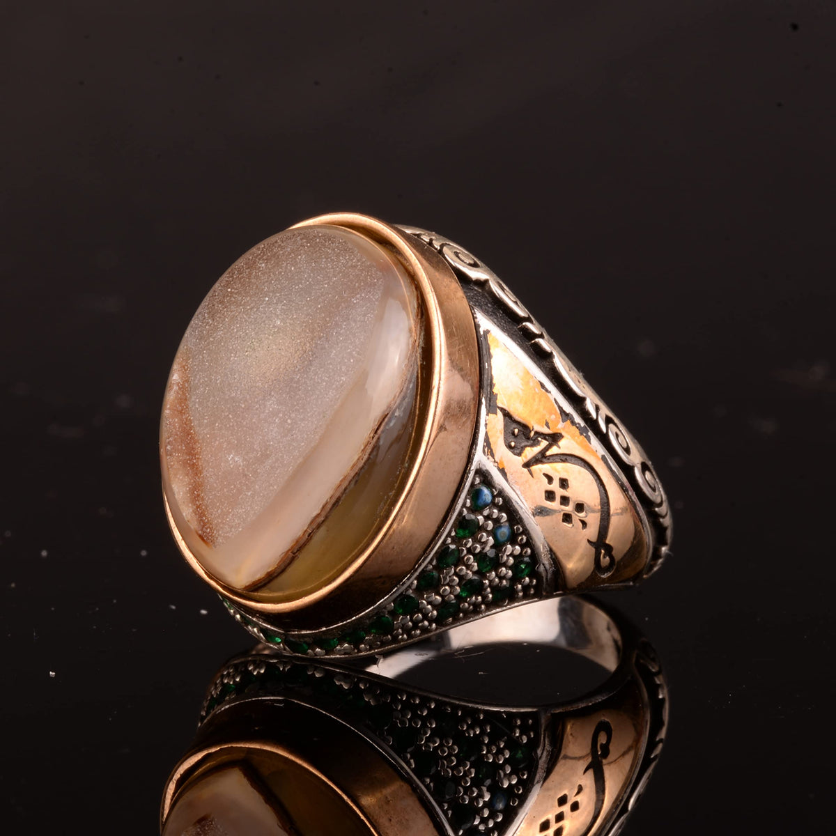 Natural Druzy Quartz Stone Ring — 6