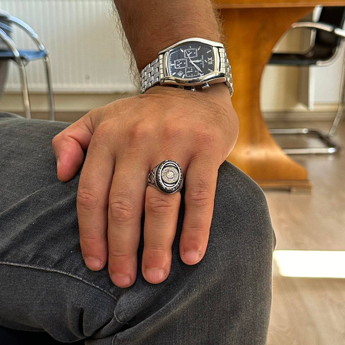 Silver Men's Ring - Islamic Calligraphy Design - Symbol of Faith and Spirituality - Handmade Religious Jewelry — 6