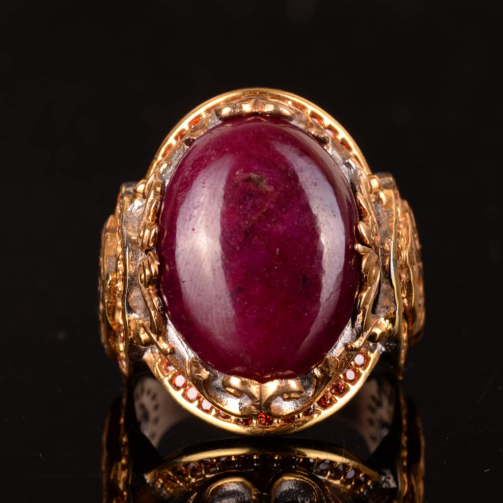 Natural Ruby Stone Ring, 925 Sterling Silver — 3