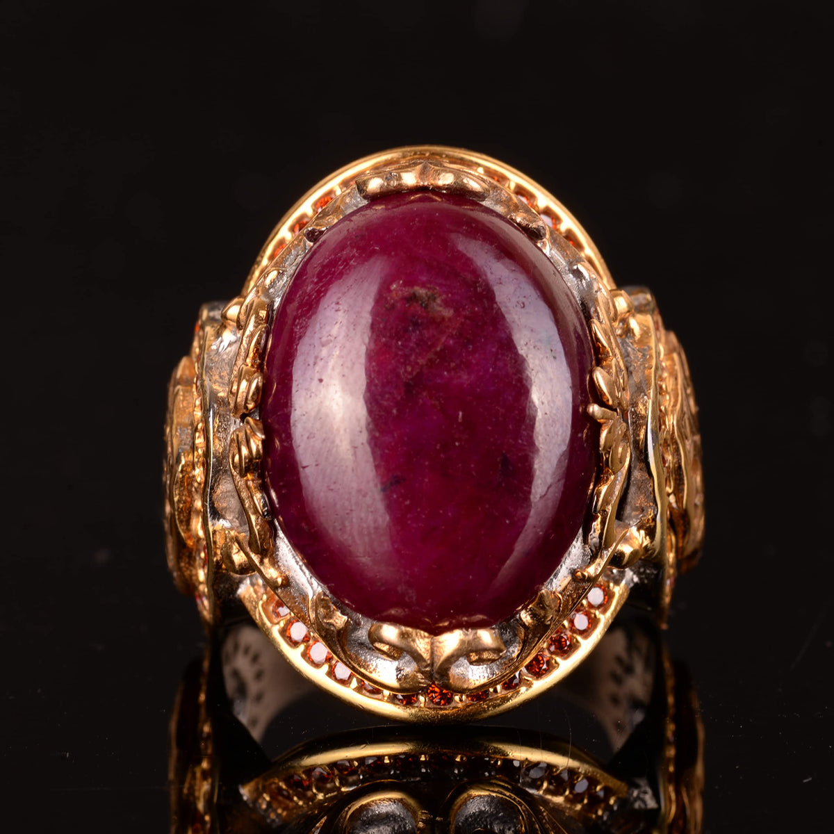 Natural Ruby Stone Ring, 925 Sterling Silver — 3