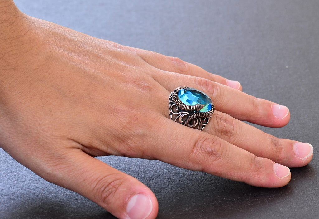 Snake Figure 925 Sterling Silver Men's Ring Collection — 6