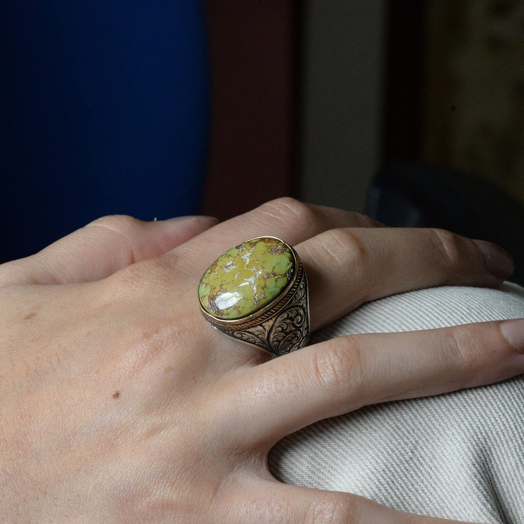 Natural Arizona Turquoise Stone Ring - 925 Sterling Silver (Model-2) — 7