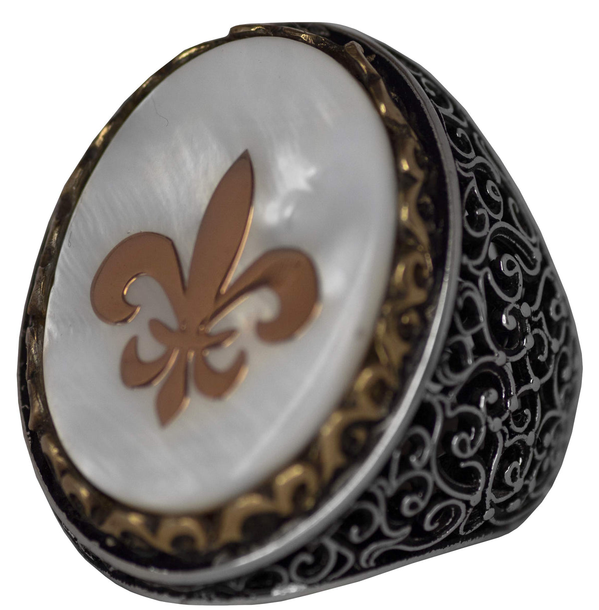 Noble and Symbolic Men's 925 Sterling Silver Ring - Lily Symbol, Adorned with Natural Stones