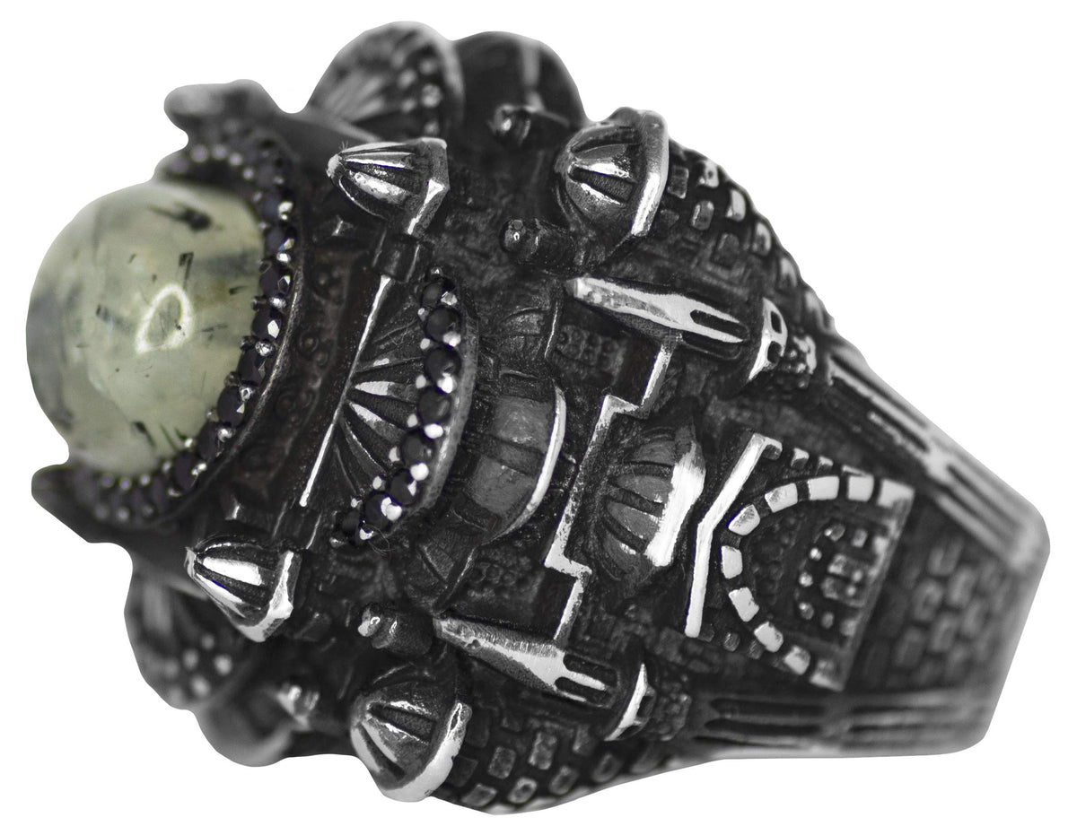 Luxury 925 Sterling Silver Ring - Natural Prehnite Jade Stone