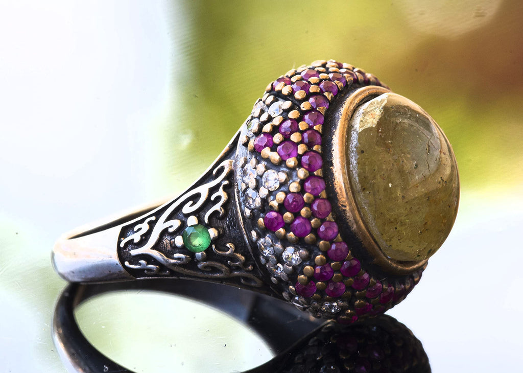 Natural Star Cat's Eye Stone Silver Unisex Sultan Ring - Noble and Mysterious — 4