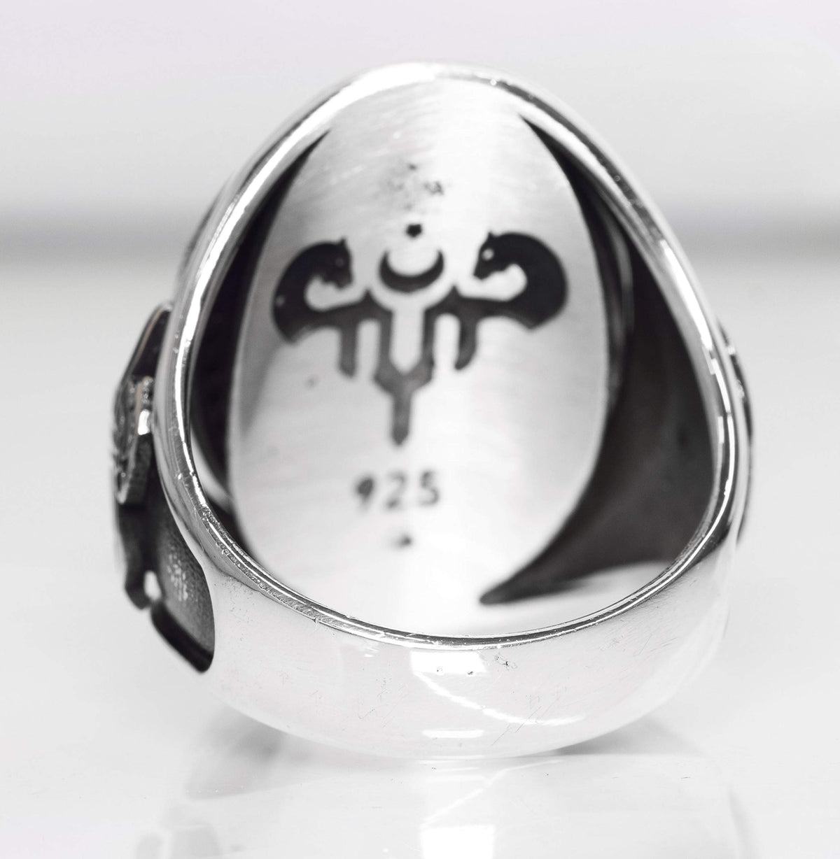 KAMBO Men's 925 Sterling Silver Ring with Jade Stone — 5