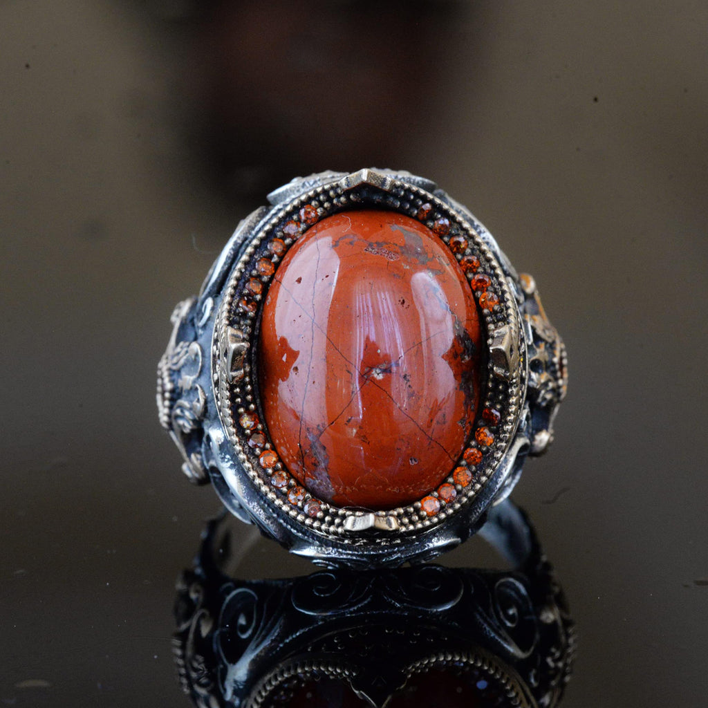 Natural Blood Stone Ring - Minimalist 925 Sterling Silver Ring — 4