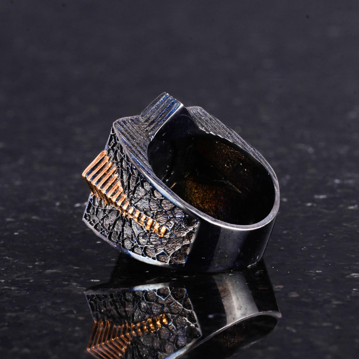 925 Sterling Silver Men's Ring - Red Zircon Stone, Star of David and Seal of Solomon Design — 6