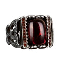 Natural Garnet Stone Ring, Handmade Minimalist Jewelry, 925 Sterling Silver Men's Ring