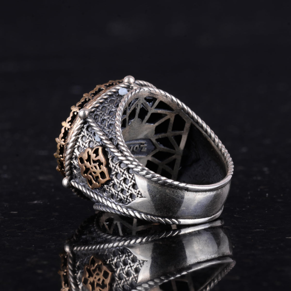 Silver Men's Ring with Natural Turquoise Stone — 7