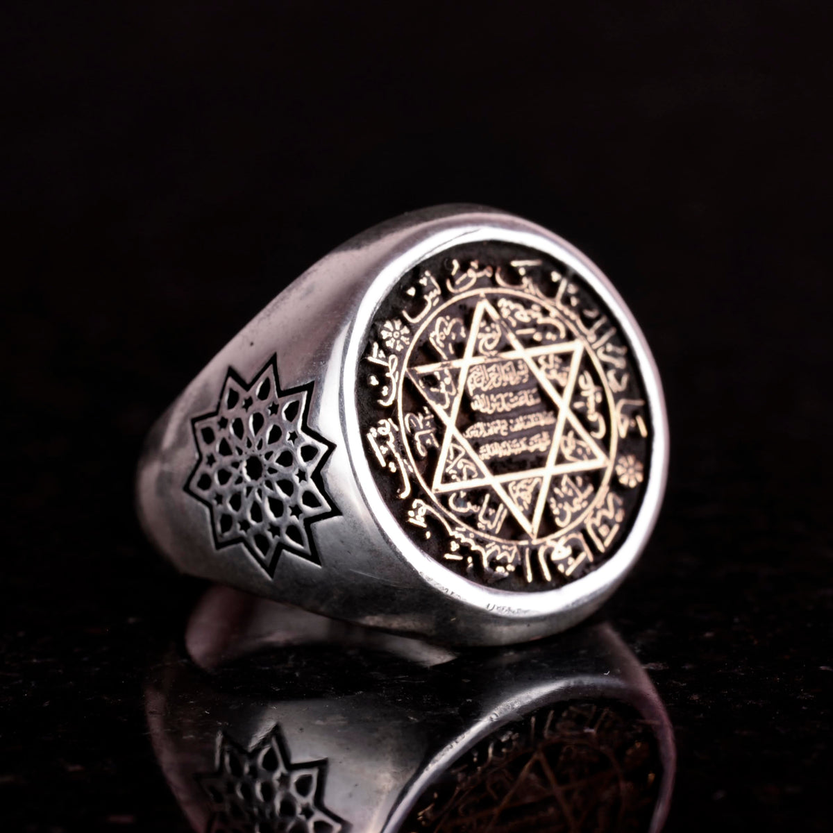 Solomon Ring - Seal Ring - Star of David Ring - 925 Sterling Silver - Men's Ring - Black — 5