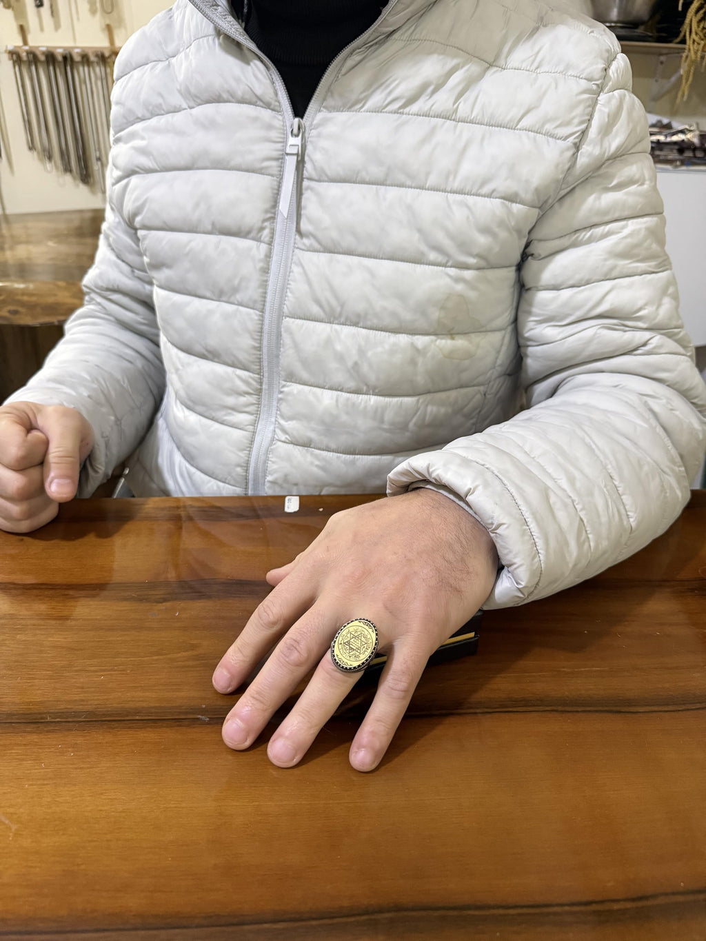 KAMBO Bronze Detailed Star of David Men's Ring – 925 Sterling Silver Seal of Solomon Ring – Handmade Religious Symbol Ring — 3