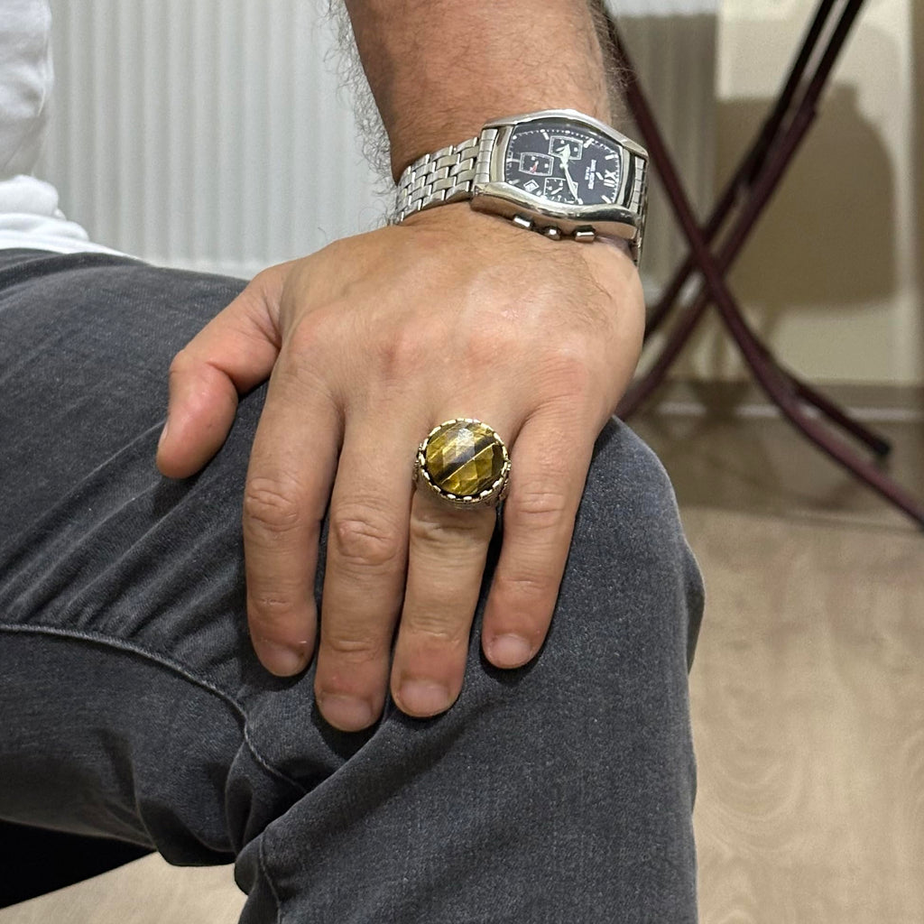 Natural Stone Ring - Handcrafted King Ring - 925 Sterling Silver — 3